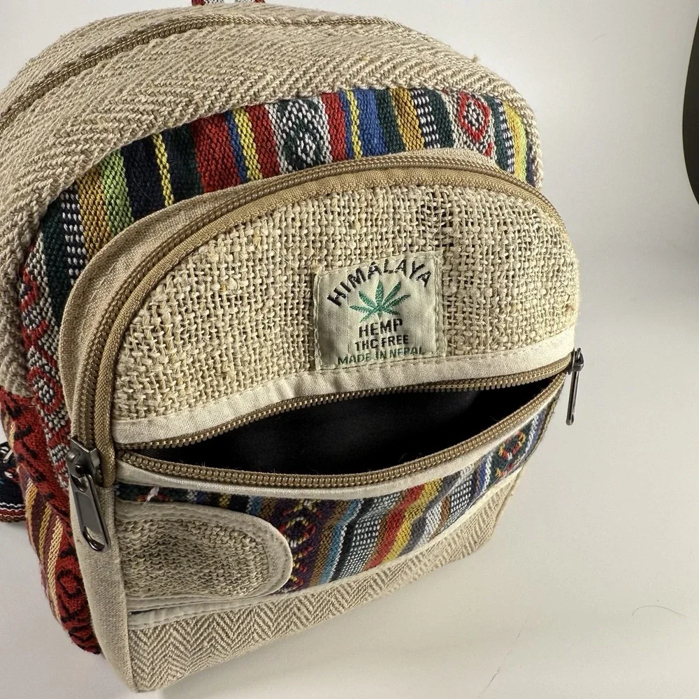 Himalayan Hemp THC Free Multi Color Small Handmade Backpack‎